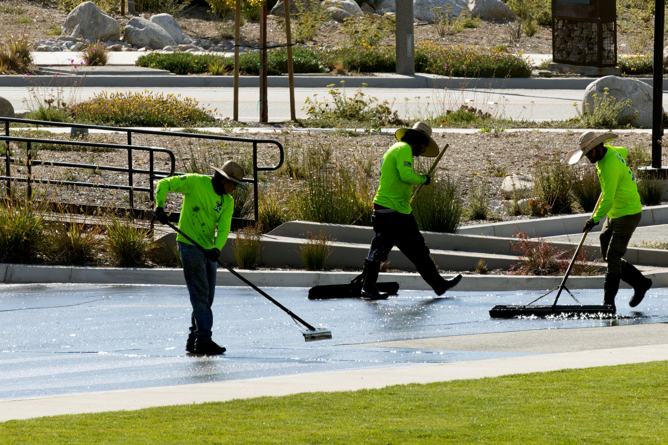 Cleaning Crew at Work in the Park